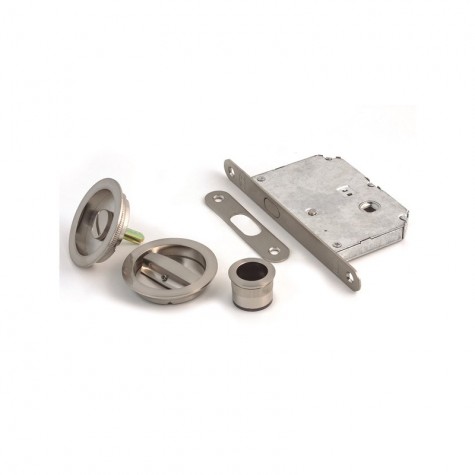 KIT PUERTA CORREDERA REDONDA FRENTE 16MM. NIQUEL SATINADO 7031 HD
