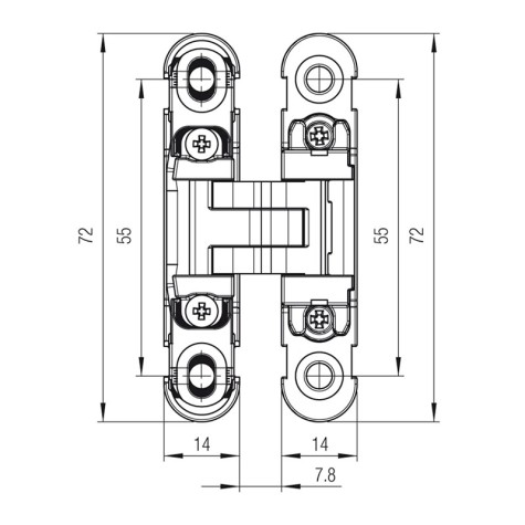 BISAGRA INVISIBLE K6100 CS (MUEBLE/ARMARIO) 5 PIV. 3 REG. CROMO SAT (KUBIKINA) KRONA