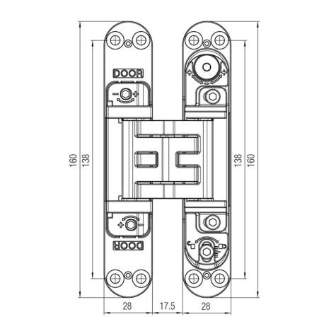 BISAGRA INVISIBLE K5080 CS (PTA.ENTRADA) 5 PIV. 3 REG. CROMO SAT. KRONA