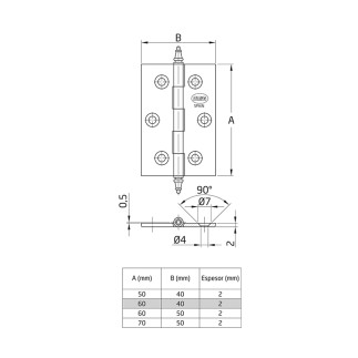 BISAGRA 1003-60X40 L/CROMADO MATE COD.6188 AMIG 2