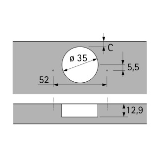 9088019 BISAGRA ANGULAR SEMI SOLAPADA SENSYS C/FRENO W45 TH52/52 HETTICH 2
