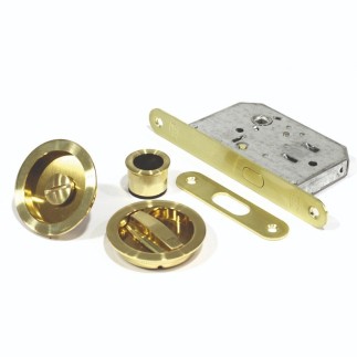 KIT PUERTA CORREDERA REDONDA FRENTE 20MM. LATON SATINADO 7086 HD