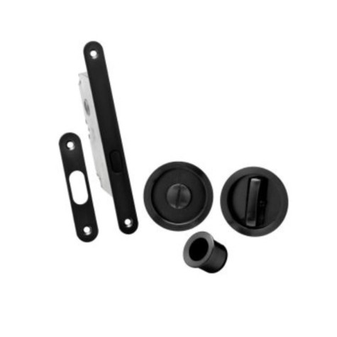 KIT PUERTA CORREDERA REDONDA FRENTE 16MM. NEGRO 7100 HD
