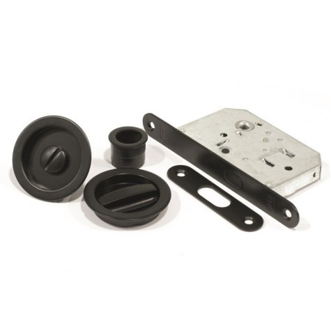 KIT PUERTA CORREDERA REDONDA FRENTE 20MM. NEGRO 7184 HD
