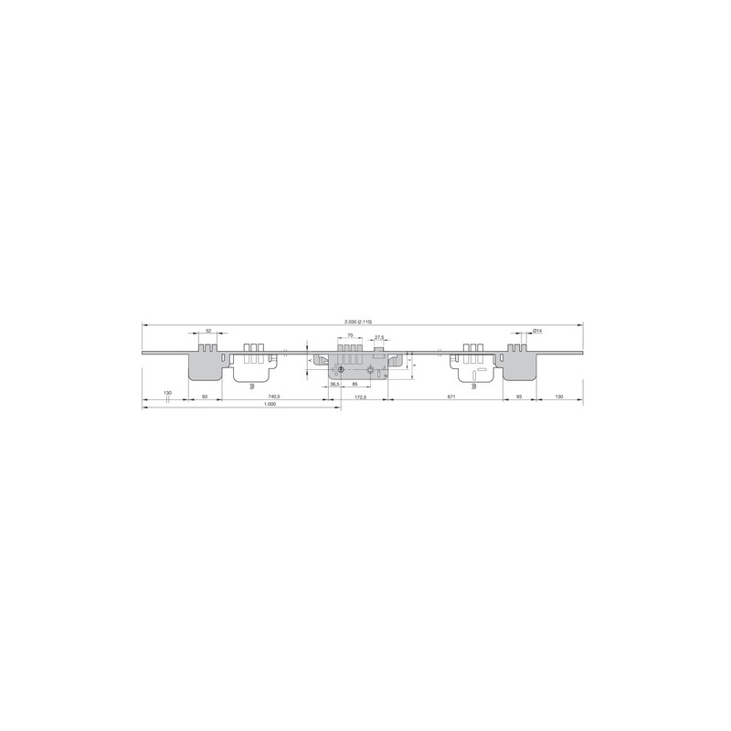 CERRADURA SEGURIDAD LATONADA 3 PUNTOS REF.8922-80 YL6-70 M3 C/LARGO 45 F/AL YALE AZBE