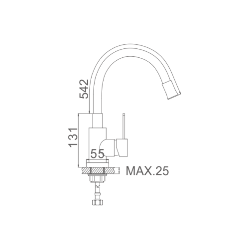 GRIFO MONOMANDO FREGADERO FLEXIBLE INOX 304-NEGRO M22119-2 P685 2