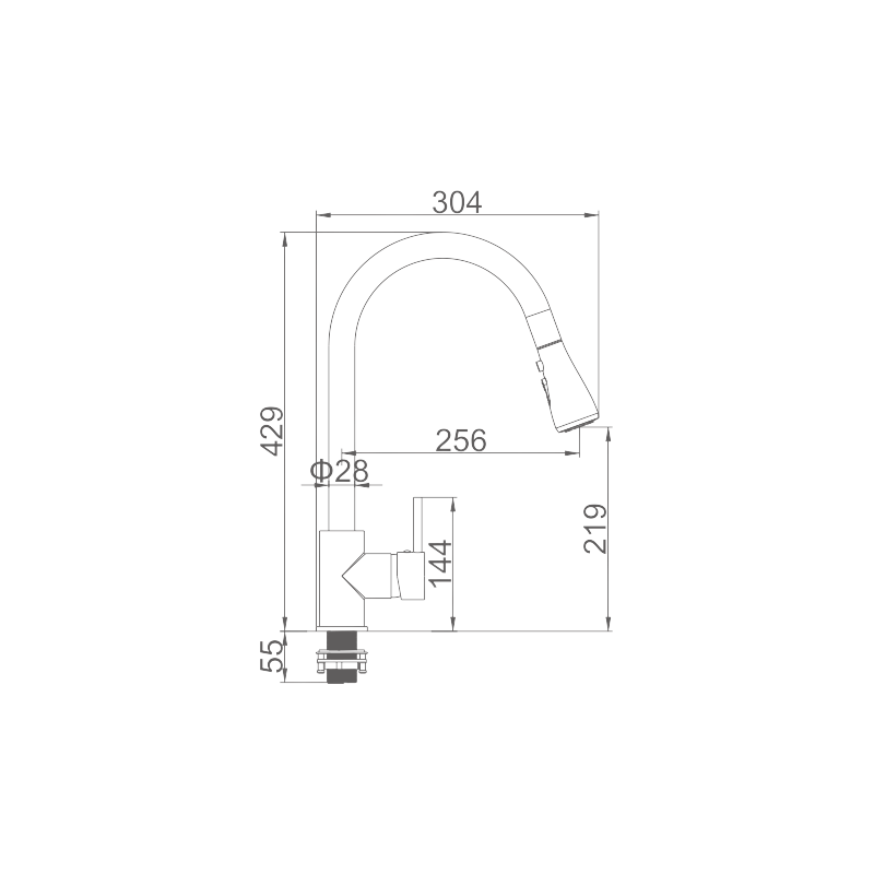GRIFO MONOMANDO EXTRAIBLE FREGADERO NEGRO M22136B P685