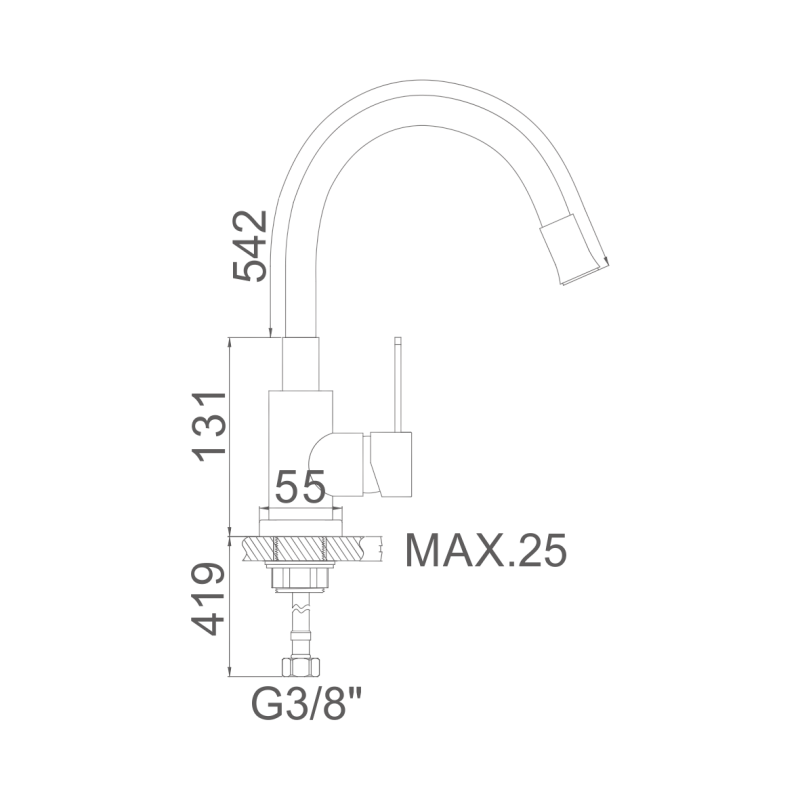 GRIFO MONOMANDO FREGADERO FLEXIBLE INOX 304-BLANCO M22119-3