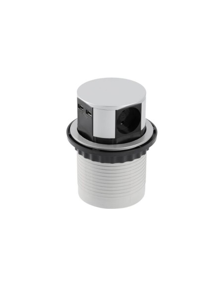 ENCHUFE P/MUEBLE EMPOTRADO 3 TOMAS + 2 USB MOD. CONFORT D.100MM. AE-BPW3S100U-53 GTV