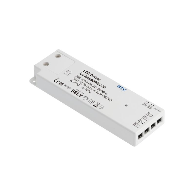 TRANSFORMADOR/CONVERTIDOR LED EASY 12V 60W LD-ZAS60WEC-30 GTV