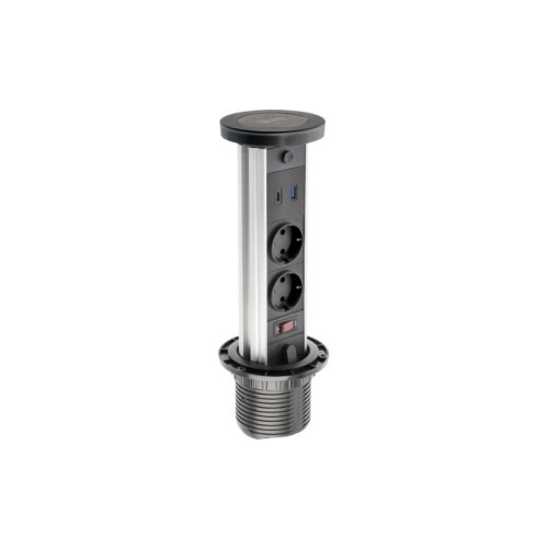 ENCHUFE P/MUEBLE EMPOTRADO VERTIKAL CAMINO D.80MM C/INDUCCION NEGRO AE-BPW2SCAM-20 GTV