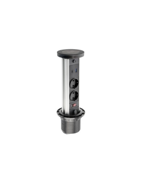 ENCHUFE P/MUEBLE EMPOTRADO VERTIKAL CAMINO D.80MM C/INDUCCION NEGRO AE-BPW2SCAM-20 GTV