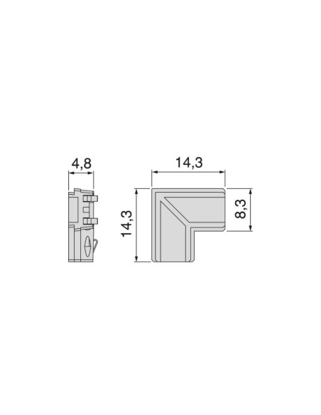 CONECTOR/EMPALME ESCUADRA LED PYXIS 24V. 5227920 EMUCA