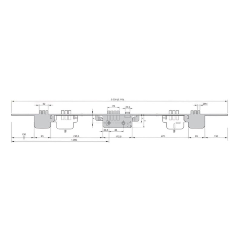 CERRADURA SEGURIDAD NIQUELADA 3 PUNTOS REF.8922-80 YL6-70 M3 C/LARGO 45 F/AN.YALE AZBE