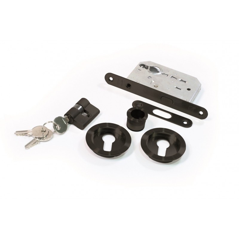 KIT PUERTA CORREDERA C/CILINDRO FRENTE 20MM NEGRO 7068 HD