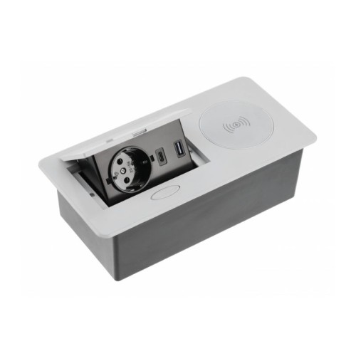 ENCHUFE P/MUEBLE EMPOTRADO RECTANGULAR GRIS AVARO PLUS,C/INDUCCIÓN AE-PB1SAVAP-53 GTV