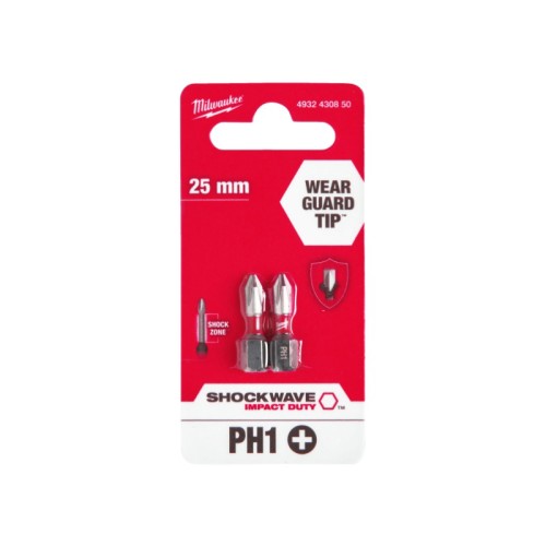 PACK 2 PUNTAS ATORNILLAR PH1X25MM 4932430850 MILWAUKEE