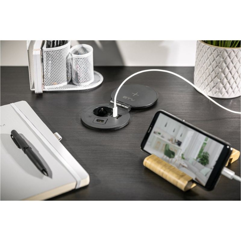 ENCHUFE P/MUEBLE EMPOTRADO CHARGER PLUS NEGRO AE-BPW1SACP-20 GTV