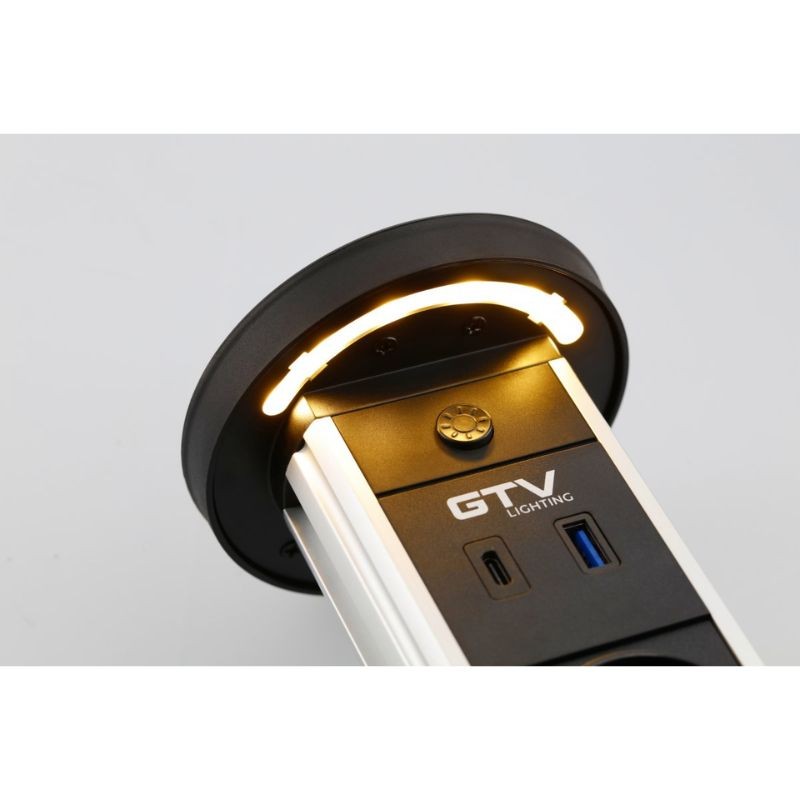 ENCHUFE P/MUEBLE EMPOTRADO VERTIKAL CAMINO D.80MM C/INDUCCION NEGRO AE-BPW2SCAM-20 GTV