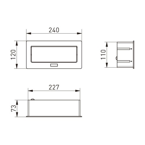 ENCHUFE P/MUEBLES EMPOTRADO RECTANGULAR BLANCO SOFT AE-PBSUC2GS-10 GTV 2