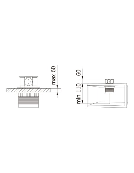 ENCHUFE P/MUEBLE EMPOTRADO 3 TOMAS + 2 USB MOD. CONFORT D.100MM. AE-BPW3S100U-53 GTV