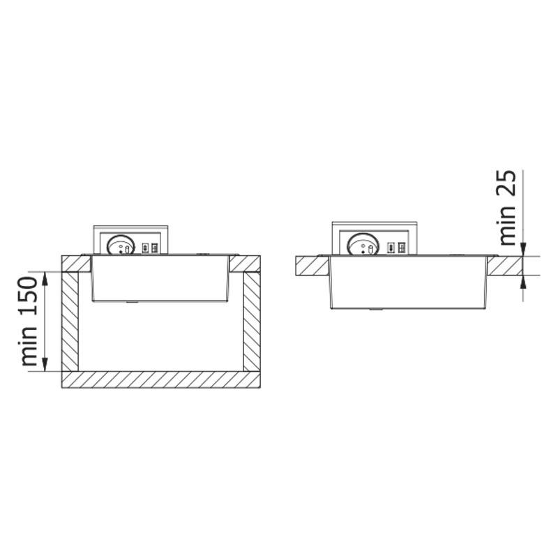 ENCHUFE P/MUEBLE EMPOTRADO RECTANGULAR GRIS AVARO PLUS,C/INDUCCIÓN AE-PB1SAVAP-53 GTV