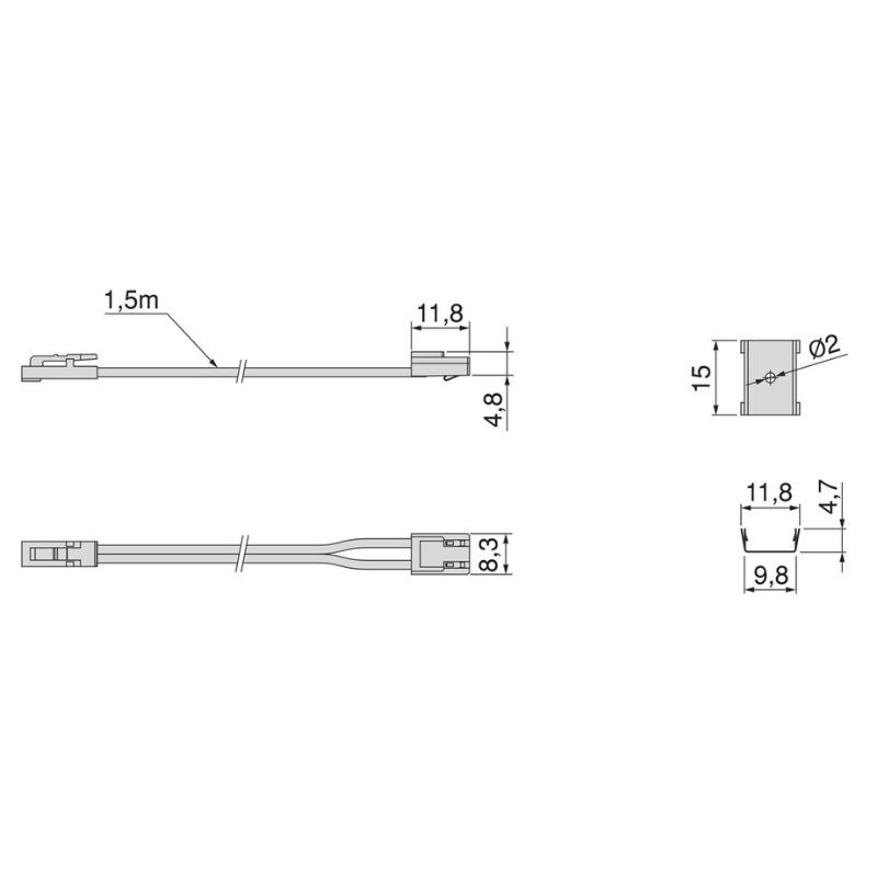 CABLE PROLONGACION P/EMBUTIR 1,5MT PYXIS 24V. 5228520 EMUCA