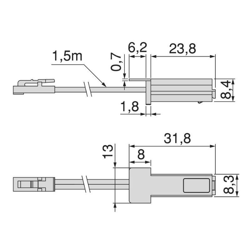SENSOR/INTERRUPTOR DIMMER C/CABLE P/EMBUTIR PYXIS 24V. PLATA 5228221 EMUCA