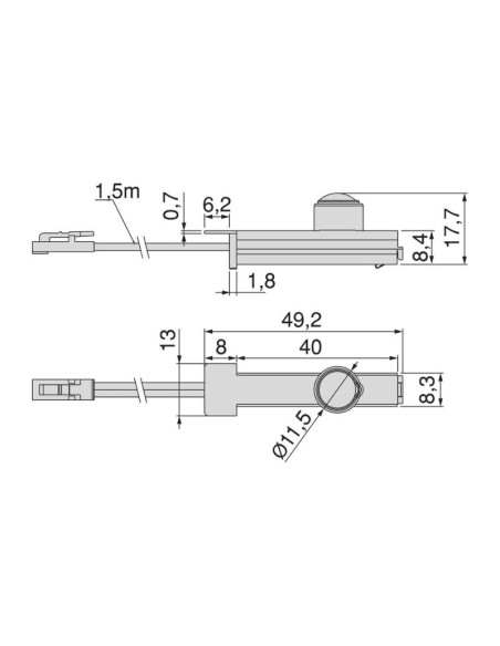 SENSOR/INTERRUPTOR MOVIMIENTO C/CABLE P/EMBUTIR PYXIS 24V. PLATA 5228321 EMUCA