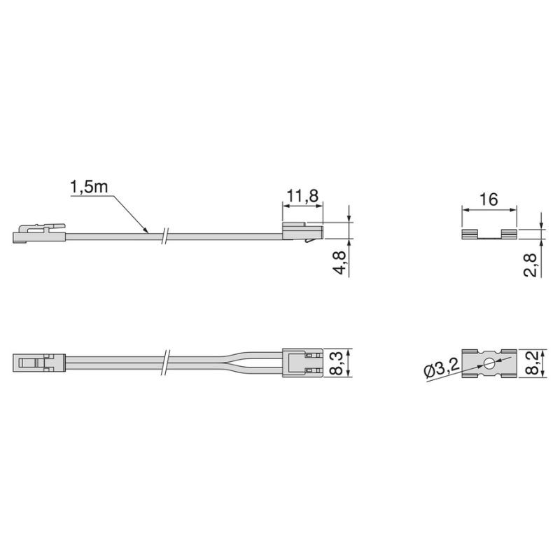 CABLE PROLONGACION P/SUPERFICIE 1,5MT PYXIS 24V. 5228420 EMUCA