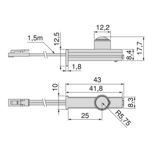 SENSOR/INTERRUPTOR MOVIMIENTO C/CABLE P/SUPERFICIE PYXIS 24V. PLATA 5227621 EMUCA 2
