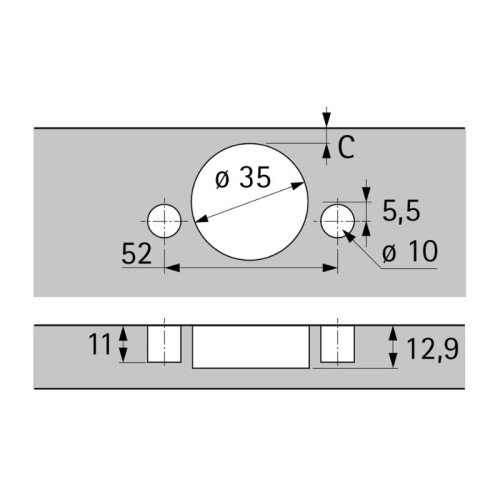 9073567 BISAGRA RECTA SENSYS C/FRENO TH58/52H C/TETON EXPANSIVO MD HETTICH 2