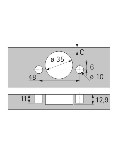 9073684 BISAGRA ACODADA SENSYS PUSH TS48/48 C/TETON MD HETTICH