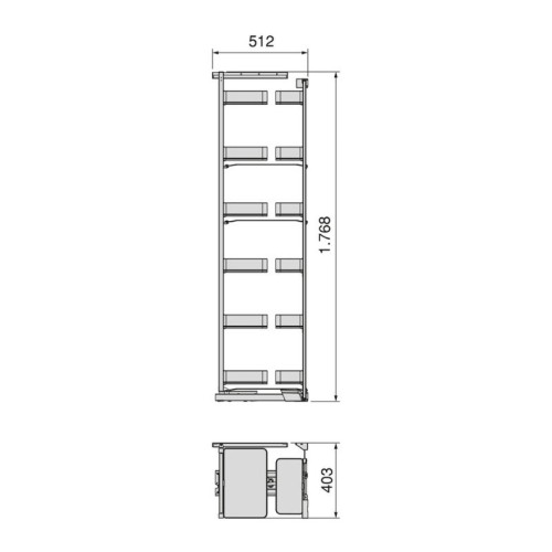 COLUMNA EXTRAIBLE HARMONY PUERTA BISAGRA 12 CESTOS ALT.1480MM MOD.60 8384135 EMUCA 2