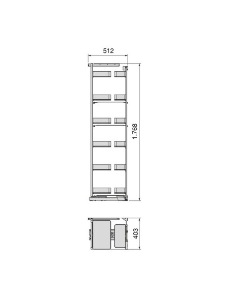 COLUMNA EXTRAIBLE HARMONY PUERTA BISAGRA 12 CESTOS ALT.1480MM MOD.60 8384135 EMUCA