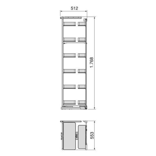 COLUMNA EXTRAIBLE HARMONY PUERTA BISAGRA 12 CESTOS ALT.1780MM MOD.60 8384235 EMUCA 2
