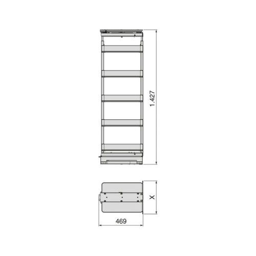 COLUMNA EXTRAIBLE GIRATORIA HARMONY 5 CESTOS ALT.1430-1730MM. MOD.40 8383735 EMUCA 2